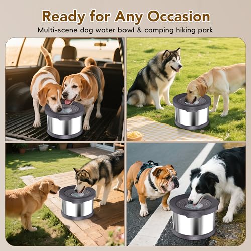 UPSKY Dog Water Bowl No Spill 10L Stainless Steel, 2.6 Gallon Large Capacity Spill-Proof Dog Bowls, Non-Slip Slow Drinking Anti-Splash Bowl for Large Messy Drinkers, No Mess Indoor/Outdoor Use, Gray by UPSKY - Image 5