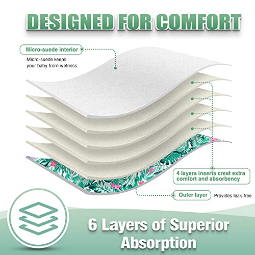 image for wegreeco Cloth Diapers 6 Pack with 6 Inserts & 1 Wet Bag, Washable Clo