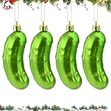 4 decorazioni per albero di Natale, cetriolo, 113 mm, divertenti decorazioni per albero di Natale 2025, cetriolo in plastica (verde opaco).