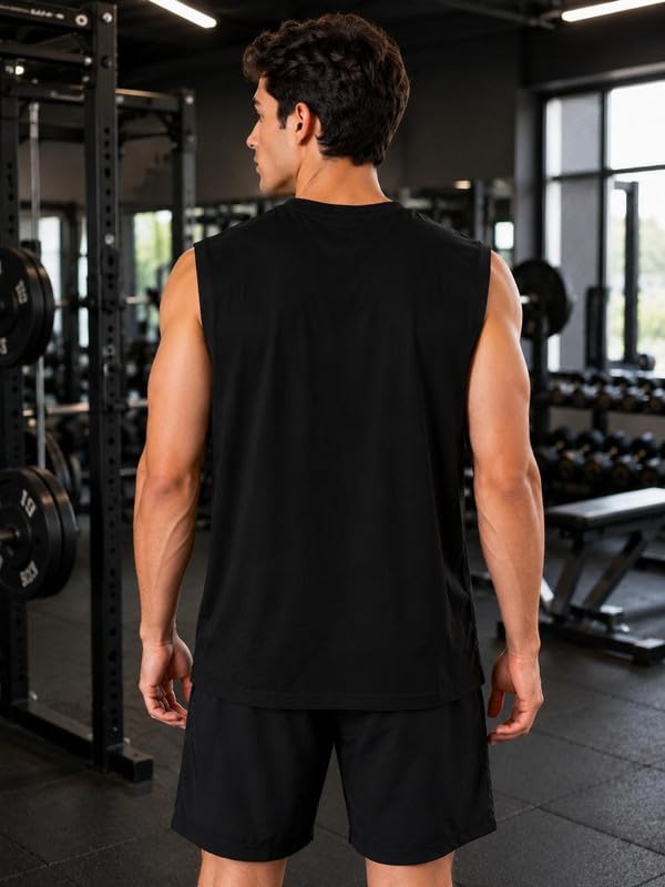 Image of O3e Boston 23 Men Sleeveless Gym Vest Tank Top | Cotton Blend Sports T-Shirt for Workout Running Training, Gym & Casual | Breathable Regular Fit Athletic Muscle Tee