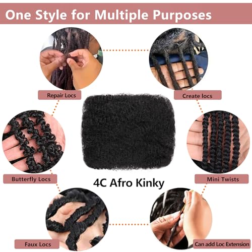 Xtrend 16 Inch 3 Bundles 90 Gram Natural Black Afro Kinkys Bulk Human Hair For Dreadlocks Extensions Repair Locs Mini Braiding Twists Afro Kinky Human Hair For Micro Spring Twist Braiding Kinky Hair - Image 6