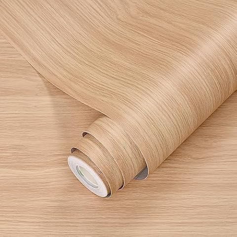 FUKU MON Wood Grain Contact Paper 24" X 394" Upgraded Thick Natural Peel and Stick Wallpaper Textured Removable Self Adhesive Oak Contact Paper for Cabinets Furniture Room Wall Decor Cover