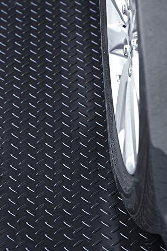 RESILIA Heavy Duty Garage Floor Runner & Protector Mat - Slip-Resistant Grip, Embossed Diamond Plate Pattern, Water & Stain Resistant, Black (4 feet x 8 feet)