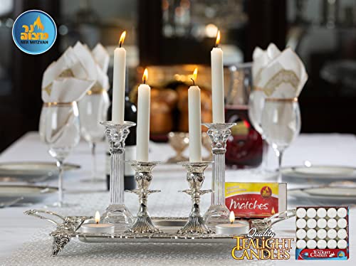 Tea Light Candles - 50 Bulk Pack - White Unscented Travel, Centerpiece, Decorative Candle - 4.5 Hour Burn Time - Pressed Wax - By Ner Mitzvah #TOP3