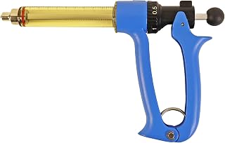 25ML Semi-automatic Livestock Syringe, Adjustable Continuous Repeating Cattle Vaccine Luer Lock Syringe for Cow Goat Sheep Pig