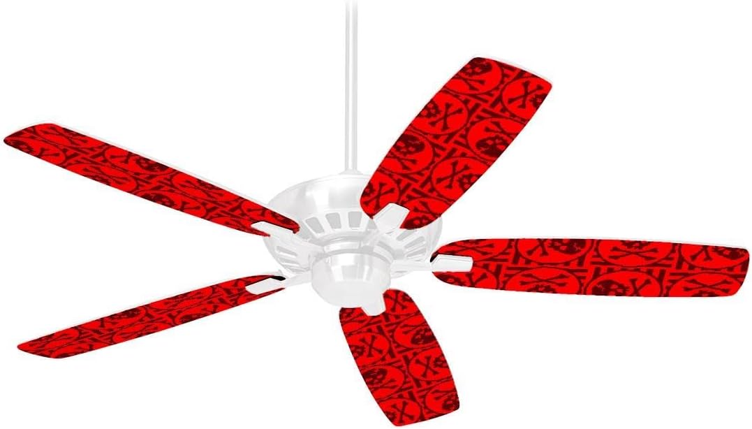 Skull Patch Pattern Red - Ceiling Fan Skin Kit fits most 42 inch fans (FAN and BLADES SOLD SEPARATELY)