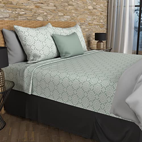Soleil d'ocre Set of Sheets Cotton 57 Son 240 x 290 cm Esmeralda Green, Yellow, 260 x 300 cm - Image 2