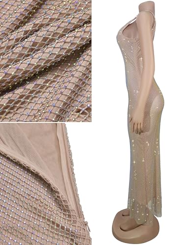 Image of Glitter Sequin Prom Dress for Bachelorette(Rose-Gold,L,9918) | Elegant Fully Lined Sparkly Rhinestone Long Dresses for Women Birthday /Formal Galas /Wedding Guest /NYE /Homecoming