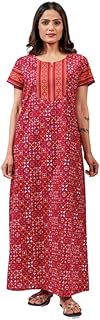 NIHSAMAH Cotton Nighty for Women, Printed Long Cotton Night Gown, Comfortable &amp; Fancy Sleepwear/Nightwear/Maxi