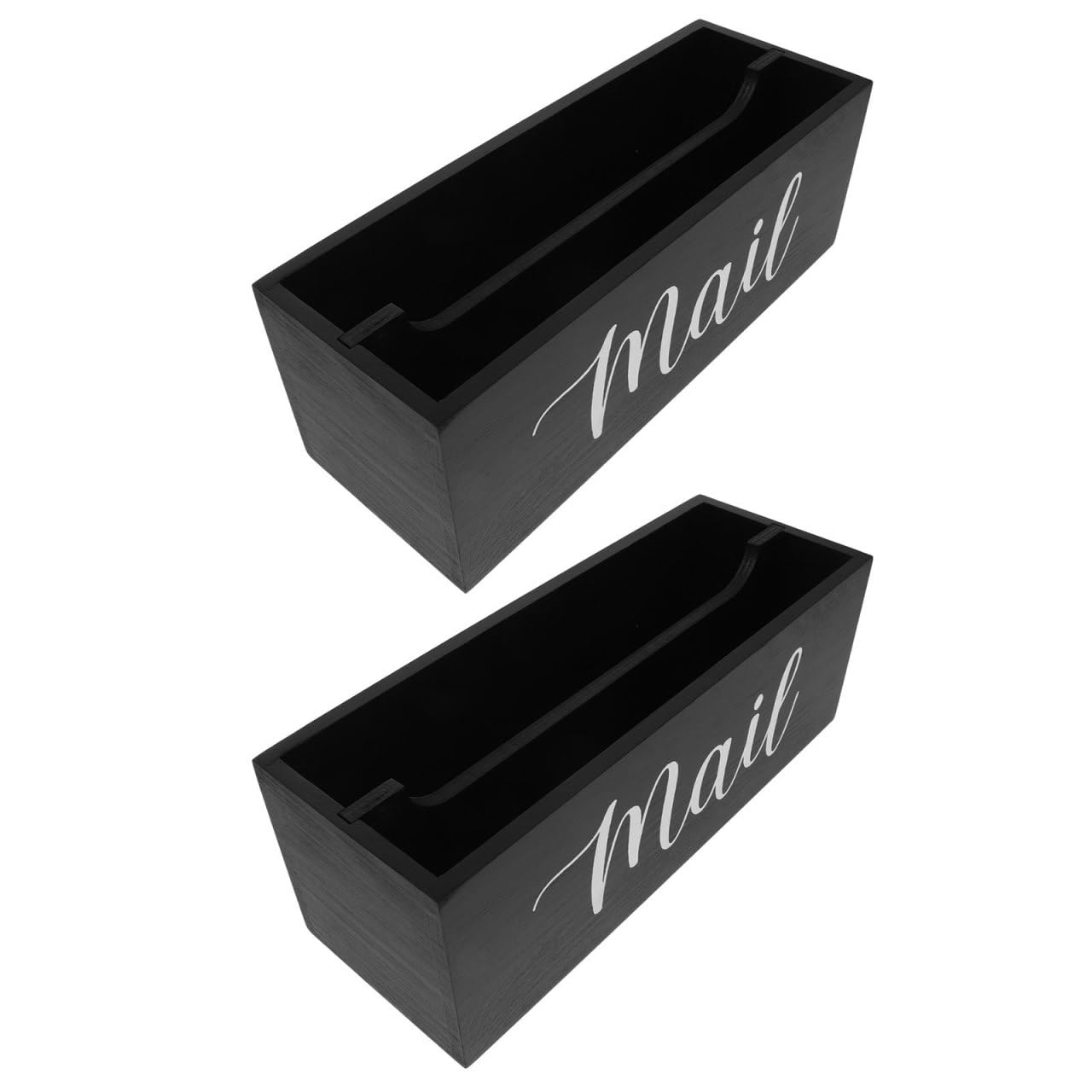 Gatuida Organizador de Correo de Madera Negra para Oficina 2 Compartimentos, Gestión de Documentos y Tarjetas, Adecuado para Oficinas Pequeñas