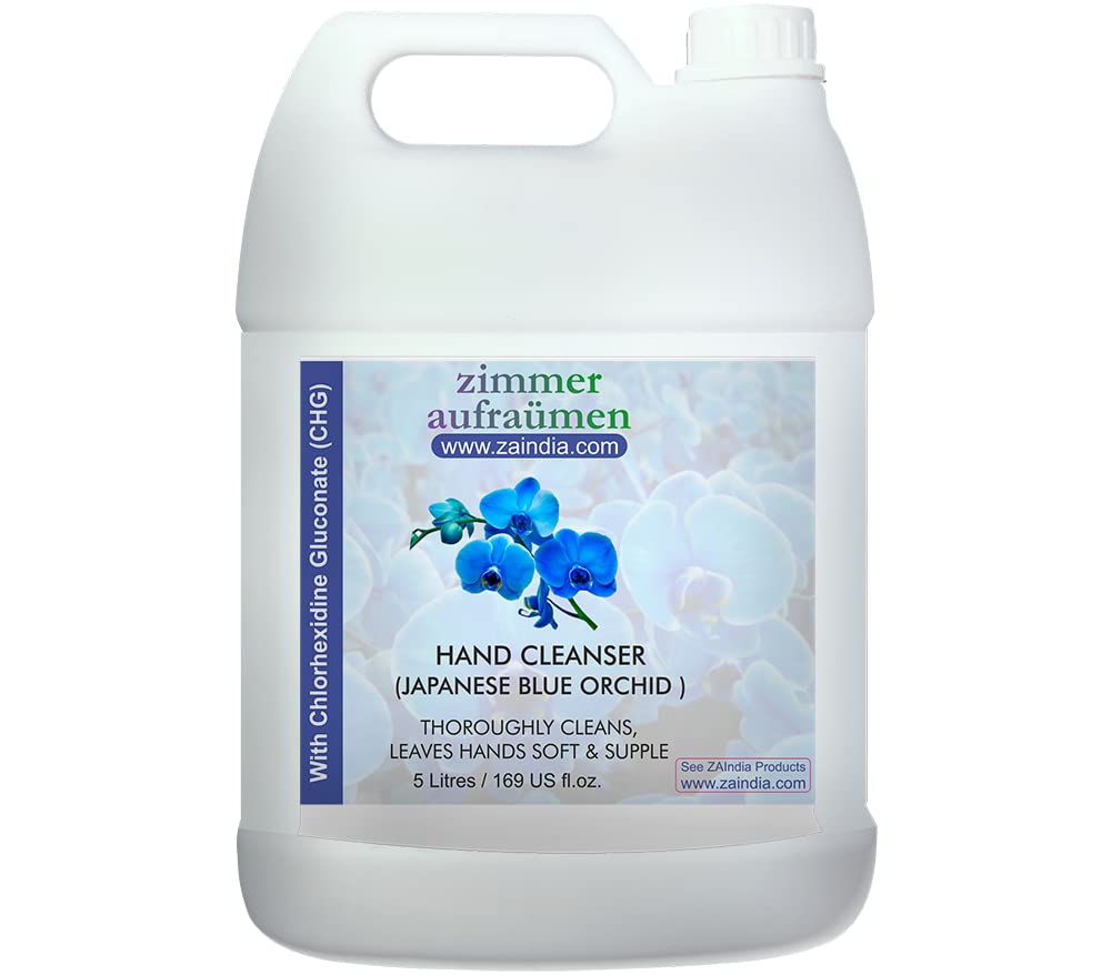 Zimmer Aufraumen Handwash Liquid 5 Liter with CHG Disinfectant. Refill Pack. With Japanese Blue Orchid Fragrance. Moisturizing & Soft on Hands. Kids & Pets Safe. (B08LJKPB4N) Amazon Price History, Amazon Price Tracker
