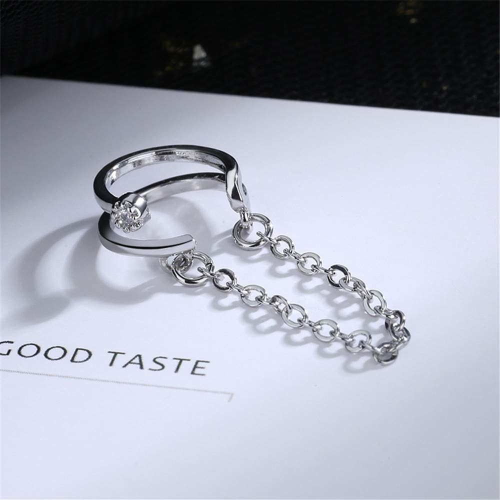 Round CZ Double Layered No Piercing Small Hoop Cuff Chain Earrings for Women Girls Clip On Cartilage Hypoallergenic Crawler Climbers Drop Dangle Tassel Cuffs Right Ear 1pcs