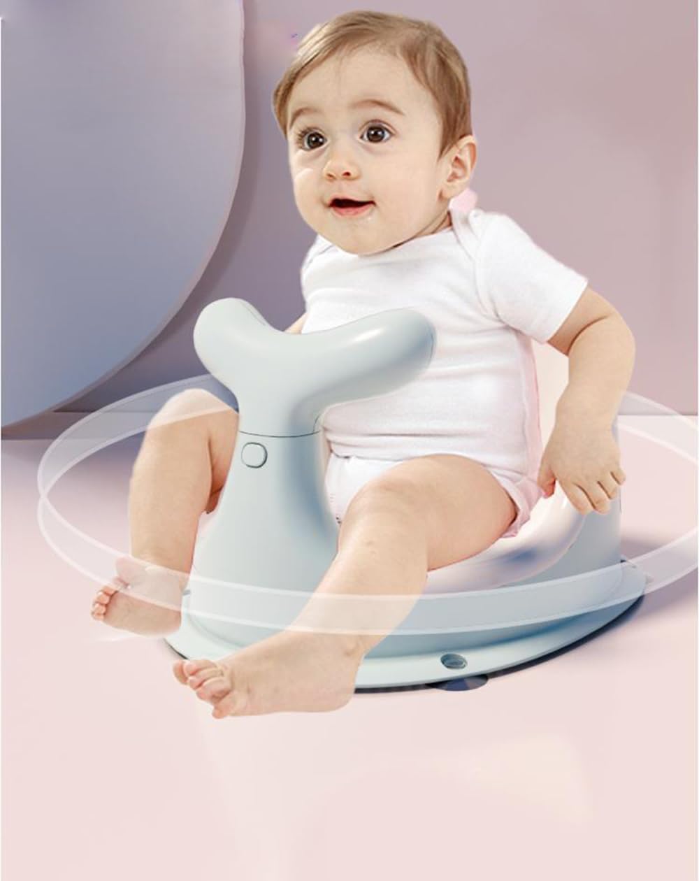 Asiento de baño para bebé con forma de ballena con 4 ventosas, silla de ducha para bebés de 6 a 36 meses, sin suciedad oculta (rosa)