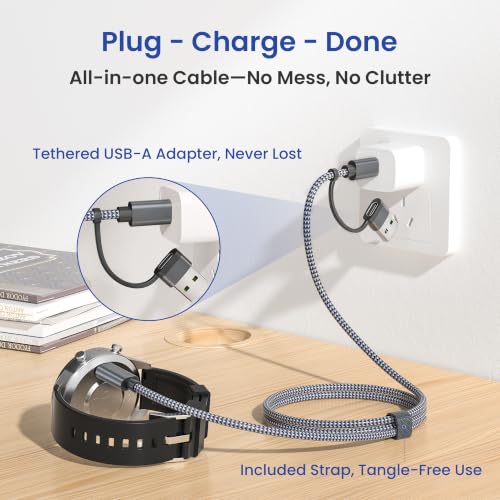 Image of Itramax 2-in-1 USB-C Charger Cable for Garmin Watch Charging Cord 4FT 1Pack