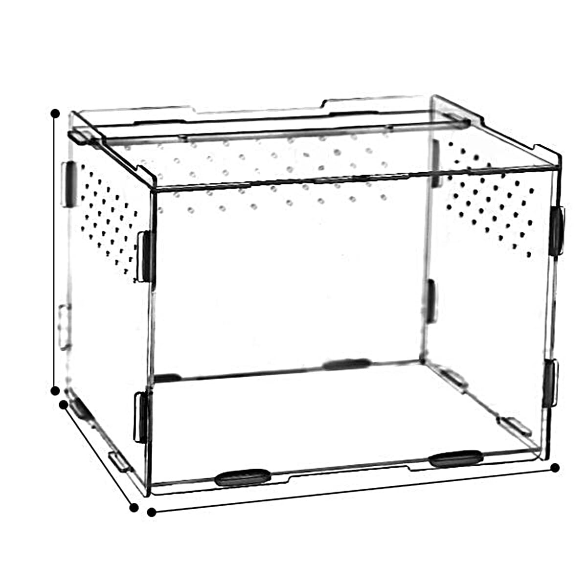 Wallfire 爬虫類用飼育ケース レプタイルボックス換気 アクリル素材 トランスペアレント 爬虫類ケージ 飼育ケース 昆虫飼育ケース 爬虫類用飼育ケージ トカゲ/クモ/カエル亀//蛇/蛙/昆虫など適用（30x20x20cm）
