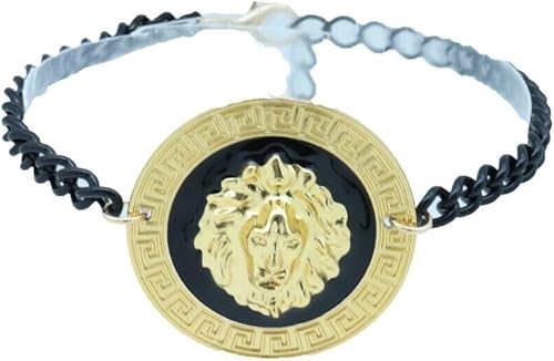 Miniatura 5 de Pulsera de botas para mujer, cadena de metal negro, tobillera de medallón de león de oro grande, joyería de moda, Metal