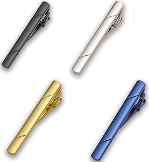 مجموعة مشابك ربطة العنق للرجال من فاشون مانيا، اسود وذهبي وازرق وفضي لربطات العنق العادية، افكار هدايا صندوق فاخر