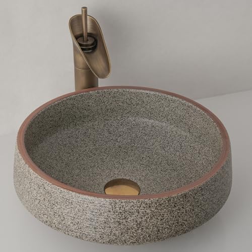 XIGGJYL Ceramic Vessel Bathroom Sink Blue Color Rounded Shape Jingdezhen