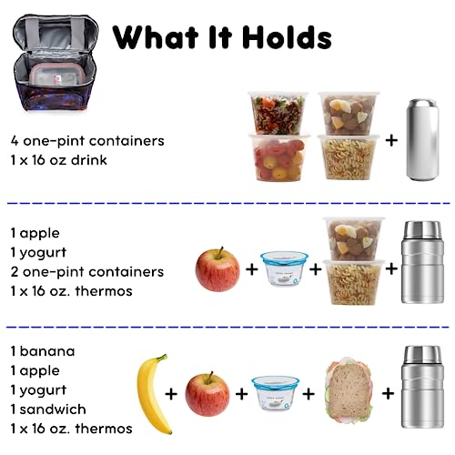 Image of J World Corey Kids Lunch Bag. Insulated Lunch-Box for Boys Girls, Galaxy