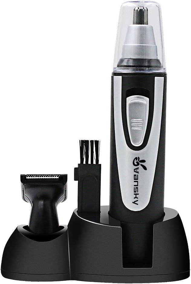 Ear Nose Hair Trimmer, Vansky Nose Ear Sideburns Facial Hair Clipper Removal for Men Women Wet/Dry Use, Battery-Operated Precision styler Trimming