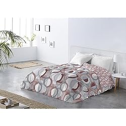 BOHEME Edredón Estampado Reversible Cloe Vino 200X260 - Cama de 105 cm, Relleno 300 gr/m2. Caliente y Transpirable