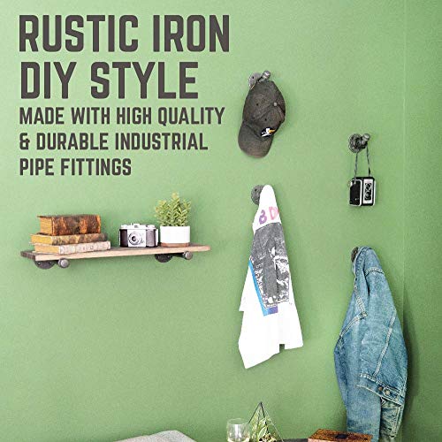 Pipe Décor 12Hook4Pk Rustic And Chic Industrial Style Wall Hooks Complete Set Industrial Steel Grey, Includes Threadlock Glue (4-Pack) #TOP3