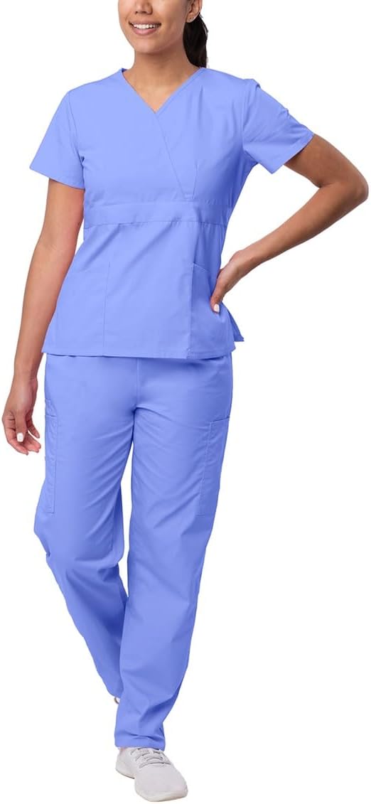 Scrubs for Women - Mock Wrap & Cargo Pants Scrub Set