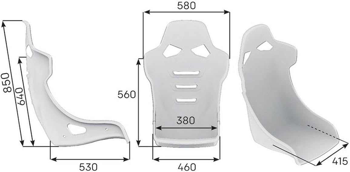 OMP RACING, INC.OMP Seat, RT Series, FIA Approved, Side Bolsters, Harness Openings, Fiberglass, Black, Each