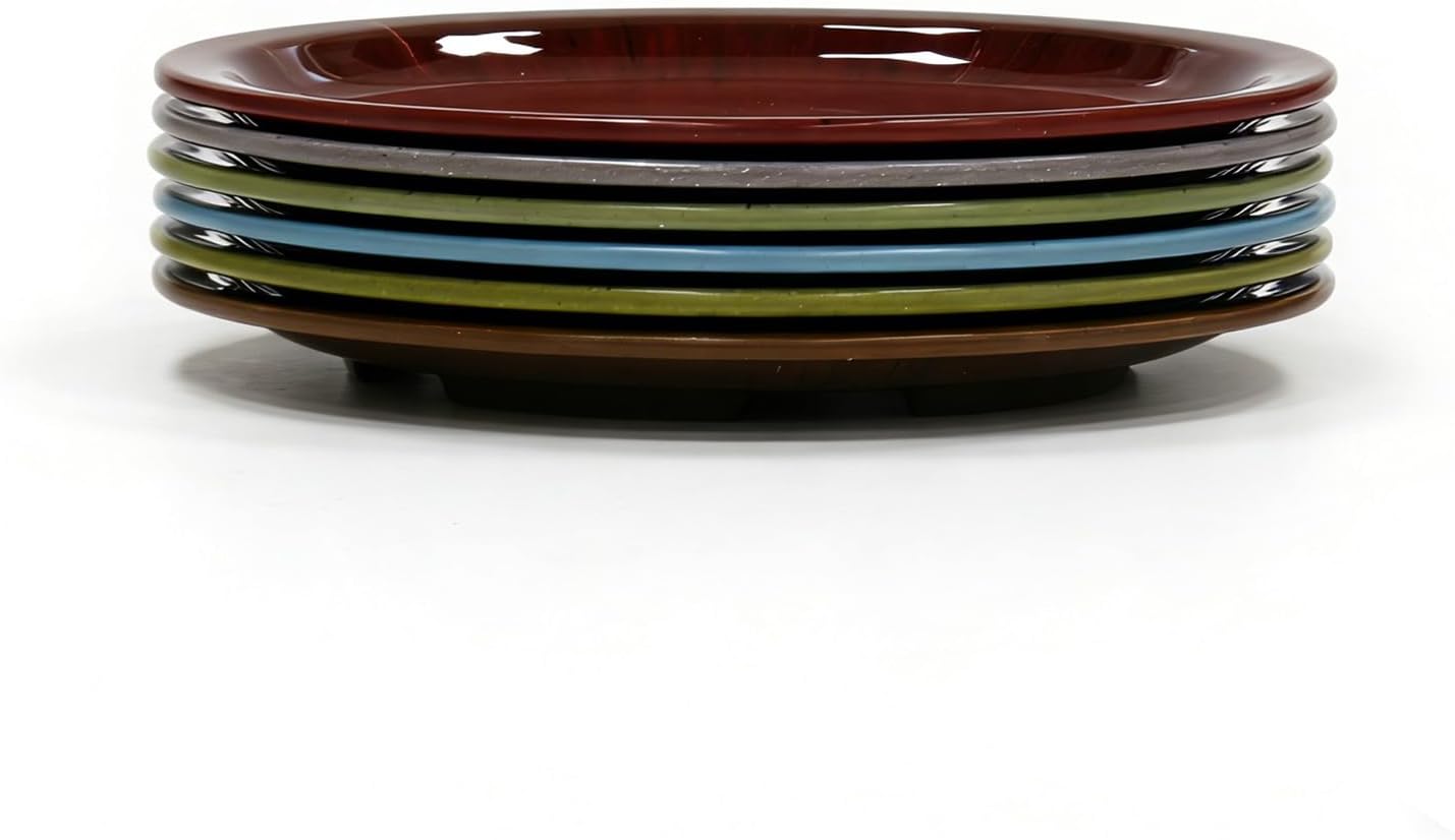 M&B GWPP Upgraded Melamine Dessert Plates Set of 6, Appetizer Plates, 7.6 Inch Round Salad Plates - Microwave & Oven Safe, Ideal for Cake, Waffle, Snack, Daily Serving (Mixing Color)