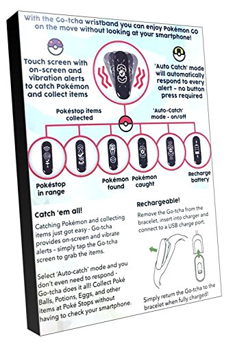 Pulseira LED com tela sensível ao toque Go-Tcha para Pokémon Go Plus