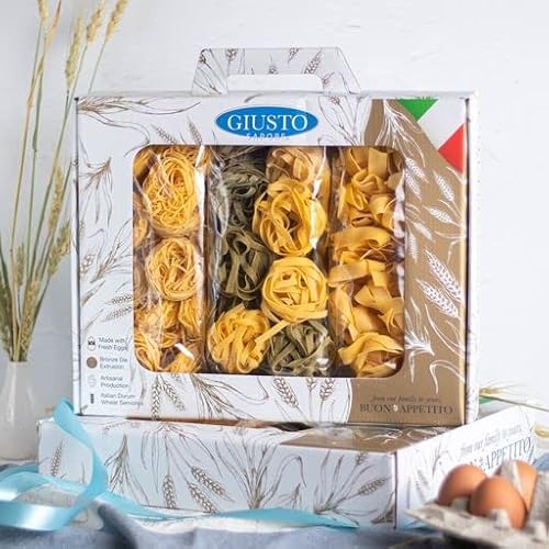 Giusto Sapore Pasta Gift Set - Imported From Italy - Perfect For The Foodie In Your Life - Classic Trio Pappardelle, Tagliatelle & Tagliolino #TOP4