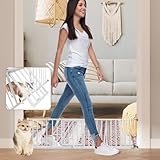 YZHDUXIU 10' Height Short Dog Gate Adjustable18-48 Extra Wide Dog Gate with Small Cat Door,Pet Gate with 4 Extension Kits Pressure Mounted for Doorways & Stairs (White, 10' Height)