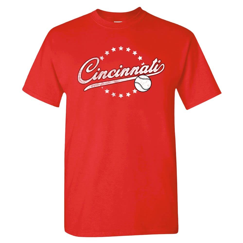 Pro Baseball Vintage Team Men's Retro Fan Apparel, Cincinnati - Red Shirt, S — image 1