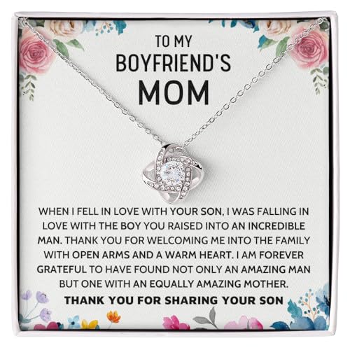 To My Boyfriends Mom Necklace Mothers Day Gifts For Boyfriends Mom From Girlfriend Personalized Gifts For Mother In Law Mothers Day Necklace Birthday Present To Boyfriend Mom Christmas (Standard Box Light Flower)