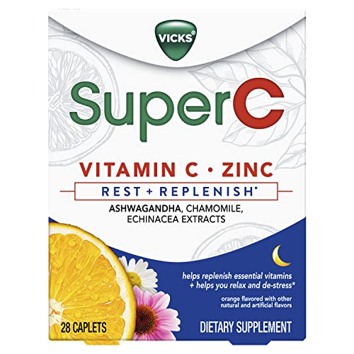 Super C Nighttime Daily Supplement To Rest And Replenish With Vitamin C, B Vitamins, And A Blend Of Quality Herbal Extracts, Coated To Be Easy To Swallow, From The Makers Of Vicks, 28 Ct #TOP22