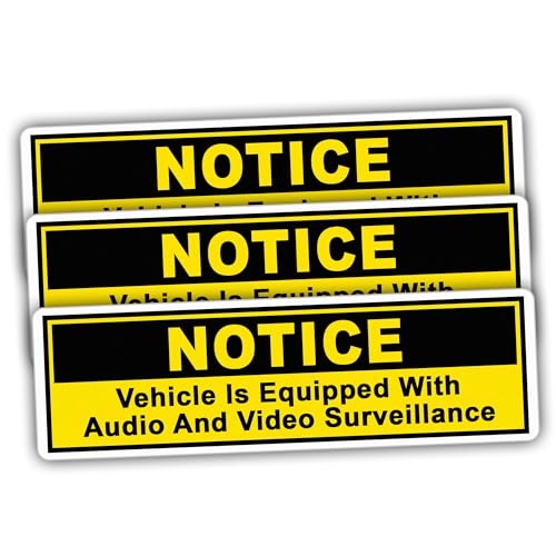 TAYTA Notice Vehicle is Equipped with Audio and Sticker, 5x1.5", 3 Pcs