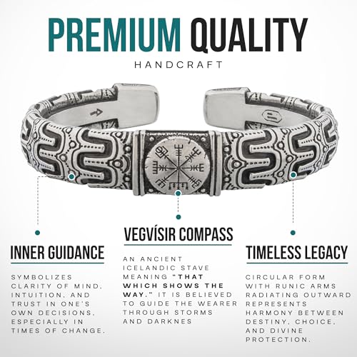 Pulsera Viking Vegvisir Ajustable de Peltre Norse miniatura 2