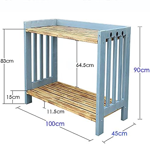 QLLL Outdoor Garden Potting Bench, Wooden Potting Bench Garden Work Station with Tool Storage Shelf, Hooks, Waterproof Tabletop for Garden, Imported pine Workstation with Shelves