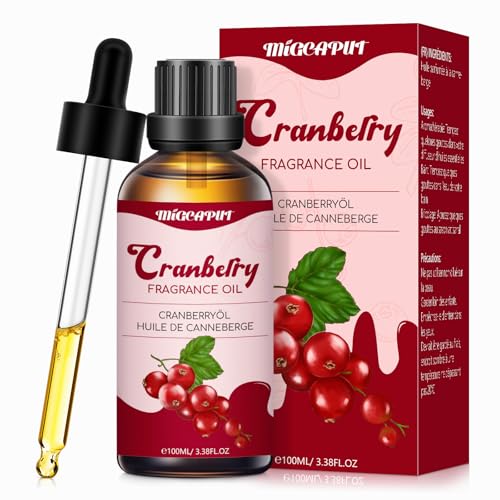 MIGCAPUT Aceite Esencial de Arándano Rojo 100ML, Aceite de Fragancia Afrutada Naturales, Premium Aceite Esencial de Aromaterapia para Humidificador, Difusor, Baño, SPA, Masaje, Vela de Bricolaje