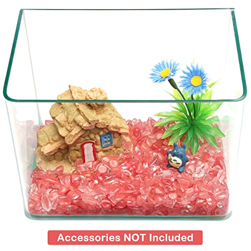 1.1 Lb (500 G) Decorative Glass Pebbles Irregular Shaped Stones Small Tumbled Chip Crystal Gravel Crushed Gemstone Pieces Pink Red Quartz Perfect For Jewelry Making/Handwork Craft/Home Decoration #TOP3