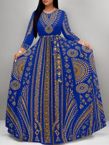 Image of Plus Size Maxi Dress for Women V Neck 3 /4 Sleeve Wrap Dress