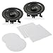 Pyle Pair 6.5” Flush Mount In-wall In-ceiling 2-Way Speaker System Spring Loaded Quick Connections Changeable Round/Square Grill Stereo Sound Polypropylene Cone Polymer Tweeter 200 Watts (PDIC1666)