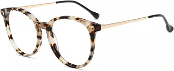 Firmoo Blue Light Blocking Glasses for Women Men Computer Gaming Glasses Retro Round Acetate Frame Unique Color Options