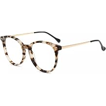 Firmoo Blue Light Blocking Glasses for Women Men Computer Gaming Glasses Retro Round Acetate Frame Unique Color Options