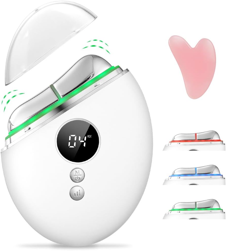 Aomig Face Massager Facial Lifting Device, Facial and Neck Massage Kit, Heated Massager for Face & Body, Firming Wrinkle Removal Face Sculpting Device, Stone Gua Sha Facial Tool with Vibration