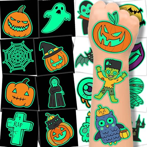 winthrop 120 Pcs Glow in The Dark Halloween Temporary Tattoos