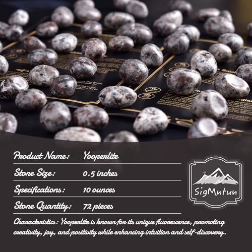 Image of Polished Yooperlite Crystals - 72 Pcs, 0.5 inch 10 oz Handpicked Tumbled Gemstones Rocks, Pebbles for Reiki, Chakra, Healing Home Decor