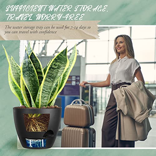 Lallisa 5 Pcs Self Watering Planters Pots Plastic Plant Pots Flower Decorative For Indoor Plants With Drainage Holes Saucer Reservoir For Outdoor Garden (10 Inch, Black) #TOP4