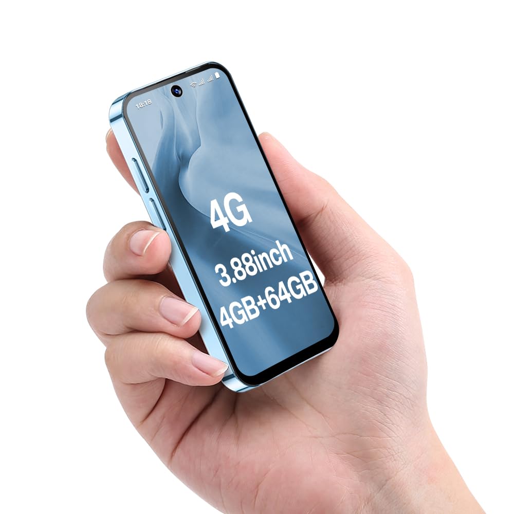 4G Smartphone Mini Débloqué - Écran HD de 3.88" - Double SIM Double veille - Batterie 1950mAh - Face ID - Idéal pour les Enfants et les Étudiants comme Téléphone de Secours (Bleu)
