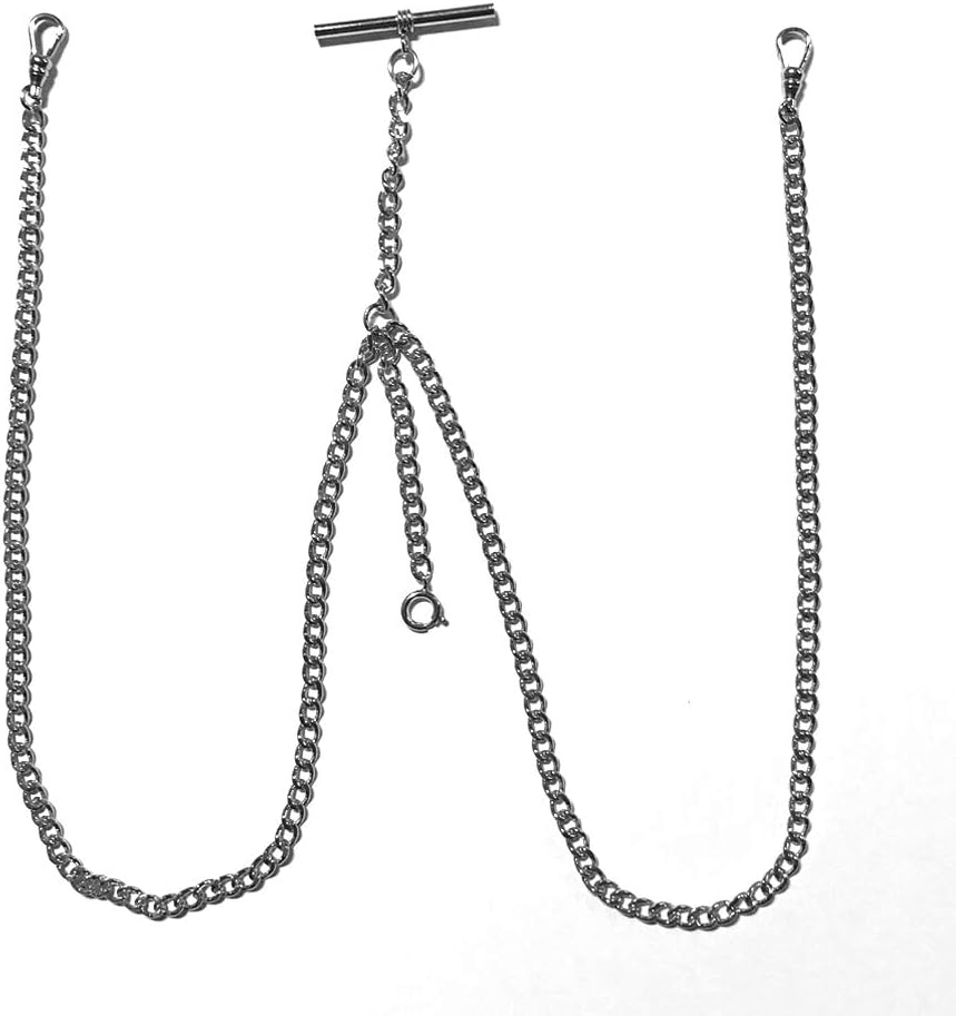 Solid Sterling Double Albert Pocket Watch Chain New Stock Made in USA